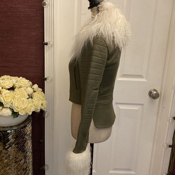 BCBG Maxazria Runway Olive  real fur Jacket, XXS - Picture 12 of 16